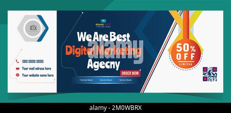 Digital marketing Facebook cover page design, corporate business marketing web banner template Stock Vector