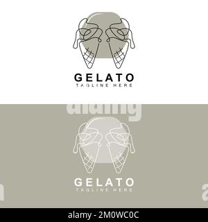 Ice Cream Gelato Logo Design, Sweet Soft Cold Food, Vector Brand Company Products Stock Vector