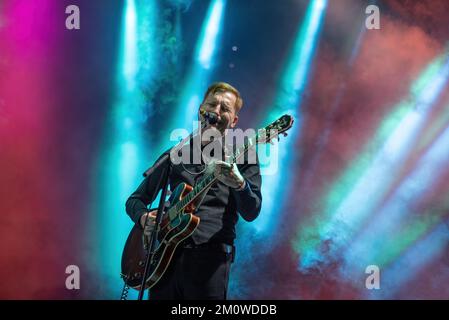 Galati, Romania - September 18, 2022: Artist Doru Trascau from The Mono Jacks band performs live on stage at Danube Rock Sounds festival Stock Photo