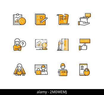 Work problems - modern colorful line design style icons Stock Vector