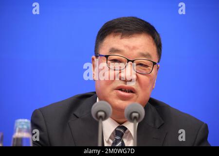 Liang Wannian, Head of the Expert Group of the Epidemic Response and Disposal Leading Group of National Health Commission,  talks about China's Dynamic Zero-COVID policy at a press conference held by the State Council Information Office in Beijing, China, on Friday morning, April 29, 2022.  29APR22    SCMP/Simon Song Stock Photo