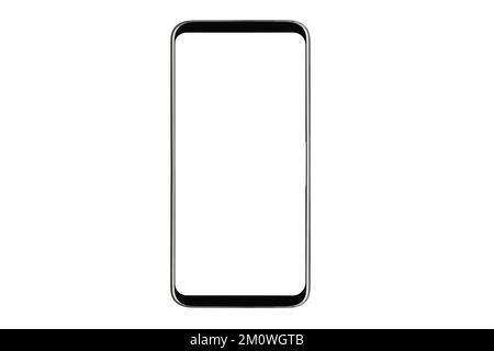 New modern black frameless smartphone mockup with blank white screen ...