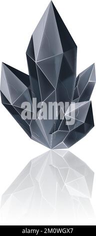 Magic Black Crystal with Sparkle. Decoration icon for Games. Cartoon crystals Illustration. Stone Energy on White Background Stock Vector