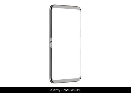 New modern black frameless smartphone mockup with blank white screen ...