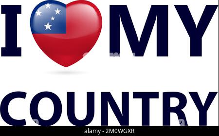 Heart with Samoan flag colors. I Love My Country - Samoa Stock Vector