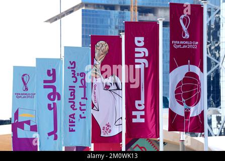 FIFA World Cup 2022 banners in Doha, Qatar. Picture date: Thursday December 8, 2022. Stock Photo