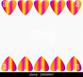 Illustrated colorful hearts isolated on white background. banner, frame, header, greeting card design. Stock Photo