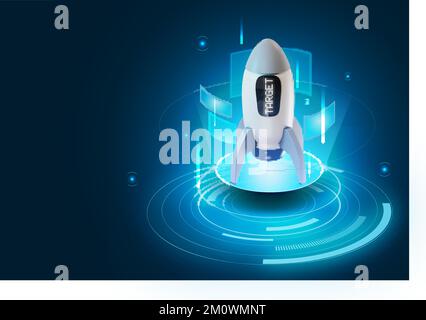3D Rocket Launcher HUD Technology Futuristic - 3D Render Stock Vector