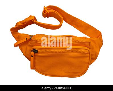 Orange waist bag for women, isolated on white. Clipping path included. Stock Photo