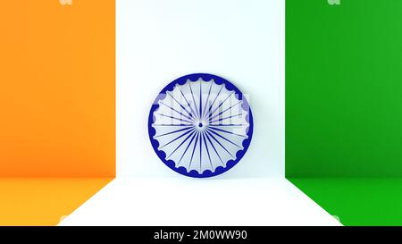 empty space backdrop for republic day India 3d rendering design, text placing space for advertising in 26th January festival 3d illustration Stock Photo