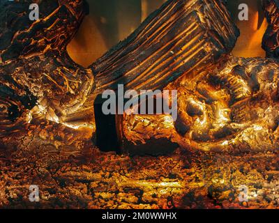 Abstract design of glowing fiery embers in a fireplace Stock Photo