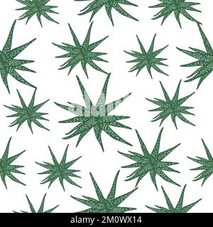 Aloe Vera hand-drawn isolated vector seamless pattern Stock Vector