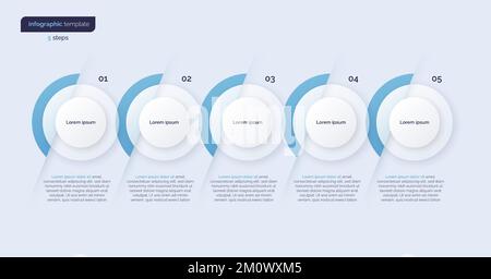Vector minimalistic infographic template composed of 5 circles Stock Vector