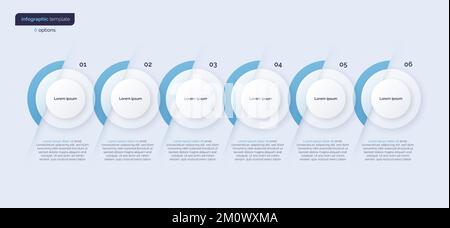 Vector minimalistic infographic template composed of 6 circles Stock Vector