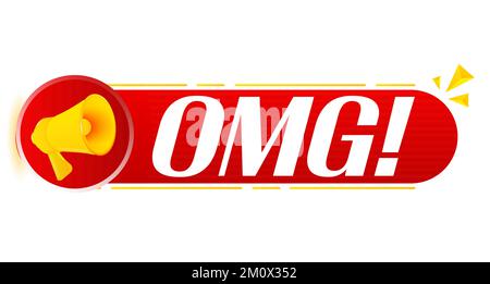 Megaphone with omg on white background. Megaphone banner. Web design. Vector Stock Vector