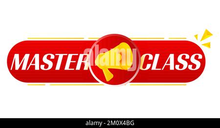 Megaphone with master class on white background. Megaphone banner. Web design. Vector Stock Vector