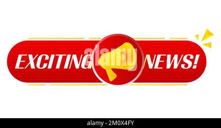 Megaphone with exciting news on white background. Megaphone banner. Web design. Vector Stock Vector