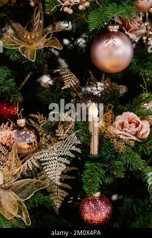 Detail decorated Christmas tree Stock Photo