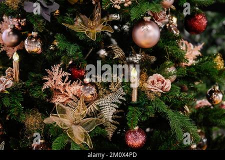 Detail decorated Christmas tree Stock Photo