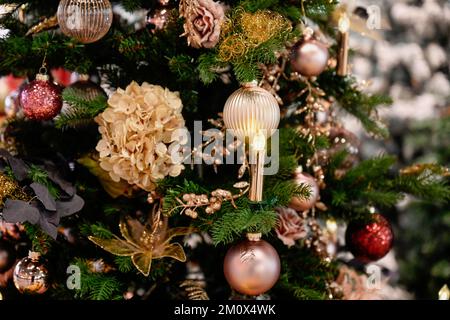Detail decorated Christmas tree Stock Photo