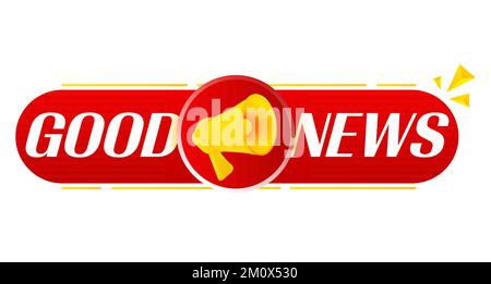 Megaphone with good news on white background. Megaphone banner. Web design. Vector Stock Vector