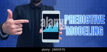 Conceptual caption Predictive Modeling. Business showcase maintenance strategy driven by predictive analytics Stock Photo