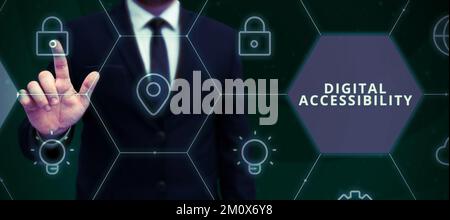 Text caption presenting Digital Accessibility. Concept meaning electronic technology that generates stores and processes data Stock Photo