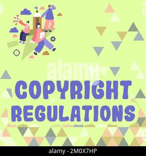 Conceptual display Copyright Regulations, Word Written on body of law that governs the original works of authorship Stock Photo