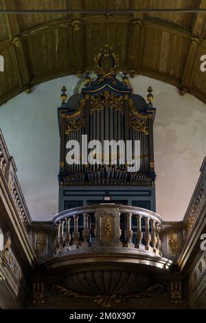 Ancient Organ at the Church of Our Lady of Nazare Stock Photo