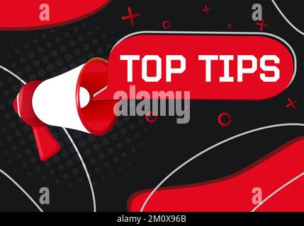 Top Tips. Hand Holding Megaphone With Speech Bubble Stock Vector