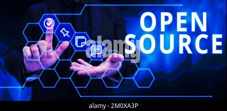 Text sign showing Open Source. Business idea denoting software which original source code freely available Stock Photo