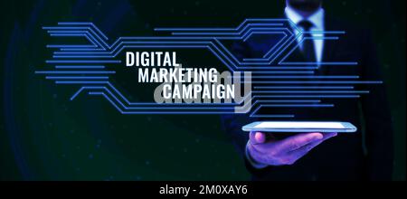 Conceptual caption Digital Marketing Campaign, Word for Social media promotion content management Stock Photo