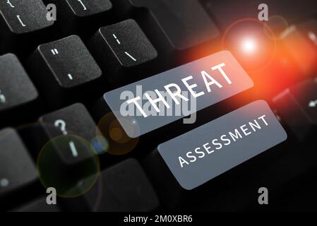 Text sign showing Threat Assessment. Concept meaning determining the seriousness of a potential threat Stock Photo