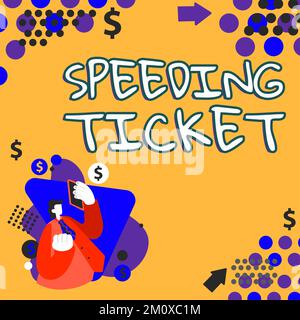 Conceptual caption Speeding Ticket. Word for psychological test for the maximum speed of performing a task Stock Photo