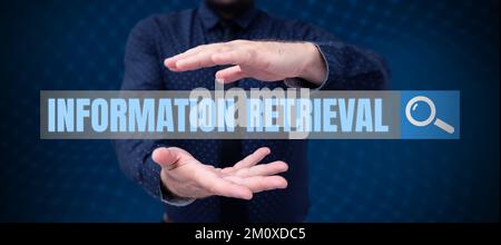 Sign displaying Information Retrieval. Business idea A place where data are stored and can be found Stock Photo