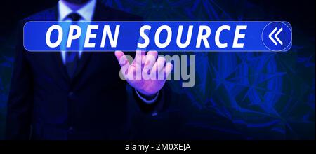 Handwriting text Open Source. Business showcase denoting software which original source code freely available Stock Photo