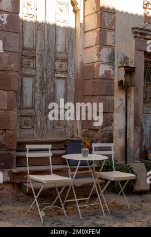 tea and coffee places in the streets of cunda island Stock Photo