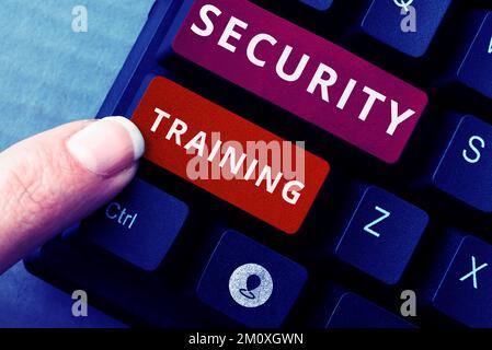 Conceptual display Security Training. Word for providing security awareness training for end users Stock Photo