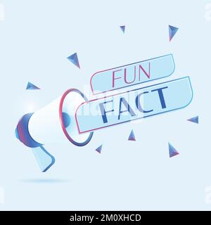 Fun fact text with 3d realistic megaphone vector illustration. Banner template to announce news about webinar in social media, training course Stock Vector