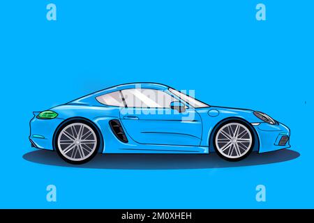 Blue sport car vector template on blue background. Business sport car isolated Stock Vector