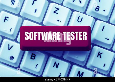 Text caption presenting Software Tester, Word for implemented to protect software against malicious attack Stock Photo
