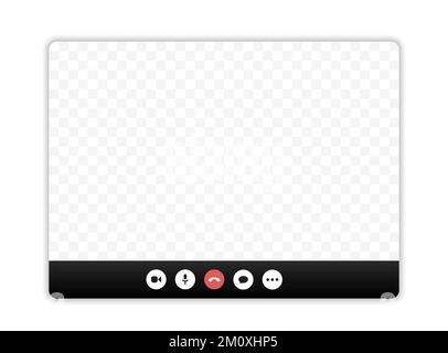 Video call screen template. Video call interface. Vector page of the workspace. Application for social communication. Video conference. Layout of Stock Vector
