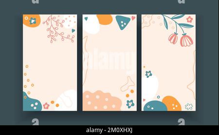 Vector set of social media stories. Three abstract compositions with place for text. Stock Vector