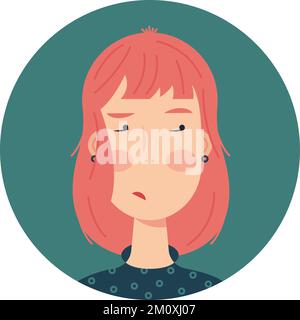 Avatar for one doubt red-haired girl. Stock Vector