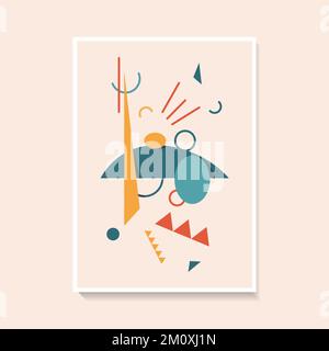 One abstract poster in bright colors in the style of artists of the 20th century. Stock Vector