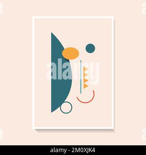 Abstract smiling face drawn from simple colored forms. Cute poster for wall or mobile wallpaper. Stock Vector