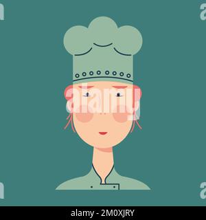 Avatar for one chef. Woman with ginger hair in chef's hat. Stock Vector