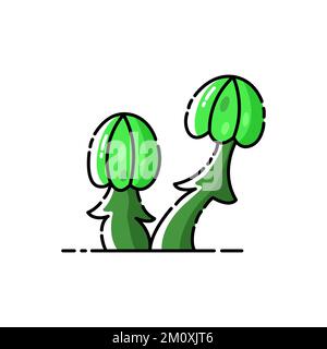 Green mystical poisonous mushrooms on white isolated background. Stock Vector