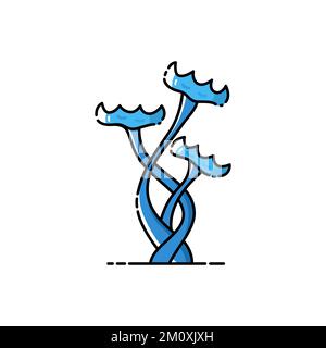 Blue mystical poisonous mushrooms on white isolated background. Stock Vector