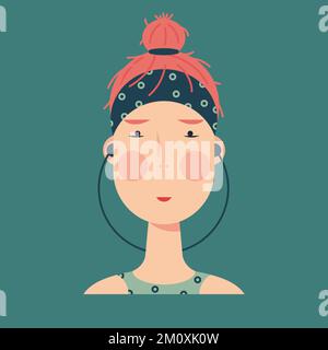 Avatar for one sport ginger hair young woman. Stock Vector
